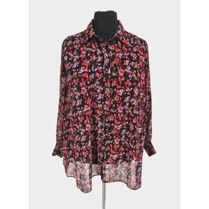 PRINCESS POLLY  Womens Boho Tunic Button Up Top Plus Size 6X Floral Sheer A11A